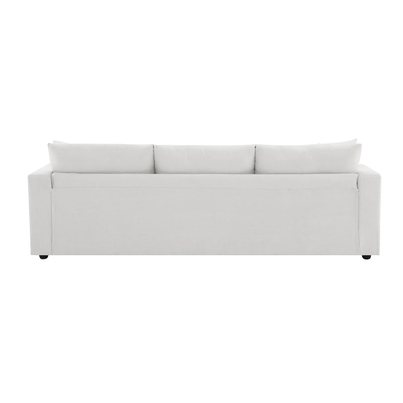 L-shaped Polyester Fabric Couch Set with 2 Free Pillows and Convertible Ottoman