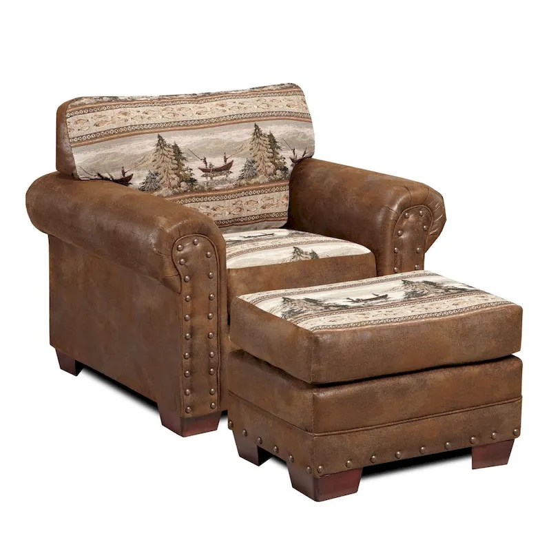Model 8501-00-60 Alpine Lodge Arm Chair with Matching Ottoman
