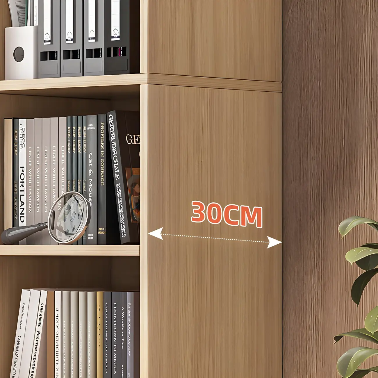 Narrow Tall Brown Wood 6-Shelf Closed Back Bookcase