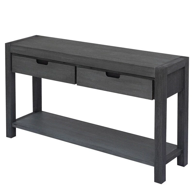55.1W Console Table with 2 Drawers and 1 Shelf - N/A