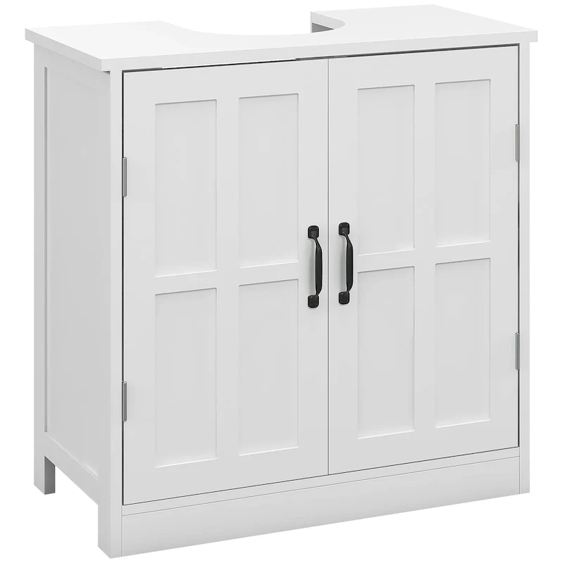 White Under-Sink Storage Cabinet with Adjustable Shelf