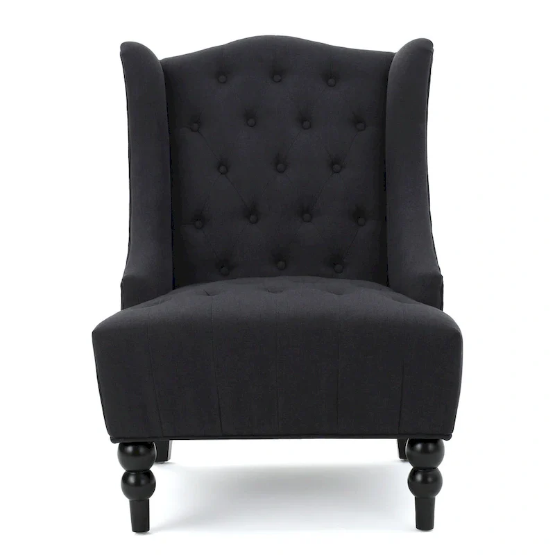 Charcoal 27.5  High Back Upholstered Button Tufted Club Chair
