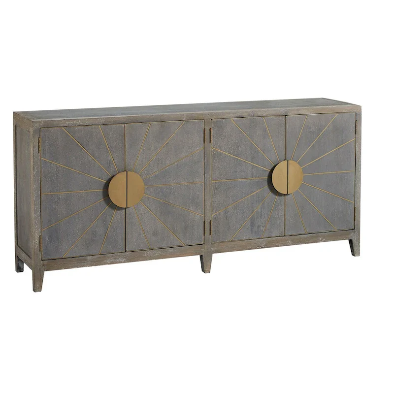 Cool Grey Sun Ray Sideboard, Single-Unit Storage