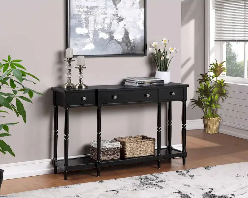 3-Drawer Console Table with Shelf - Rubberwood