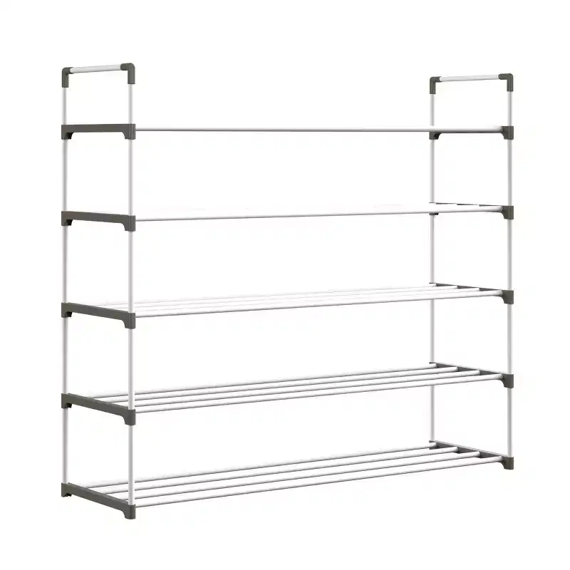 Home-Complete 5-Tier Shoe Rack for 25 Pairs, White