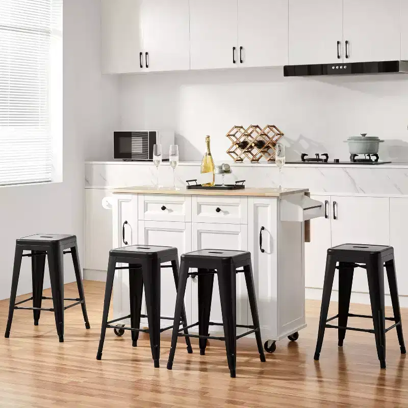 Yaheetech 24 Set of 4 Metal Counter Height Backless Stackable Bar Stools Indoor/Outdoor