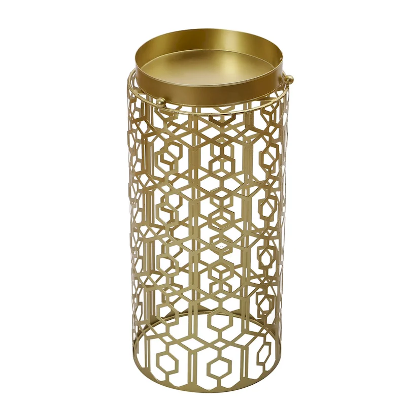 Adeco Multipurpose End Table Metal Shelf Holder Organizer Entrance Umbrella Stand - 9. 25" x 9. 25" x 18. 78"