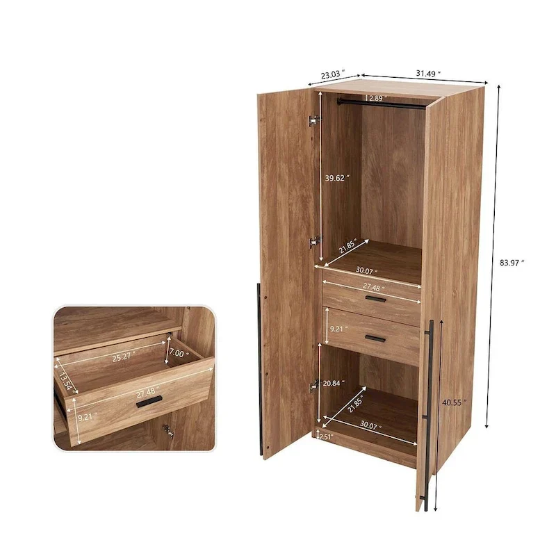 Freestanding Wardrobe Closet Armoire