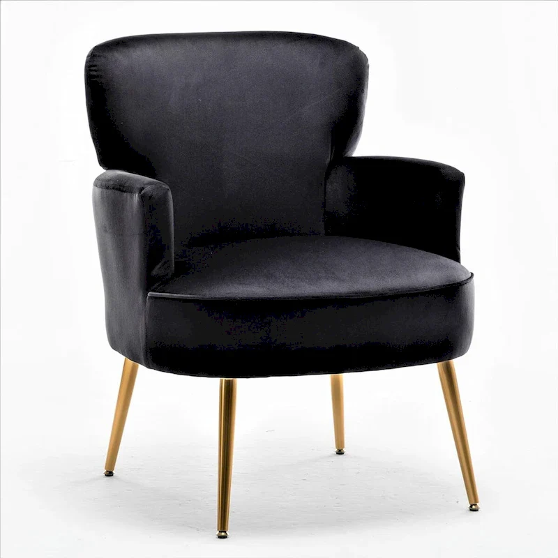 Stylish Velvet Armchair with Gold Metal Legs, Comfortable Accent Chair