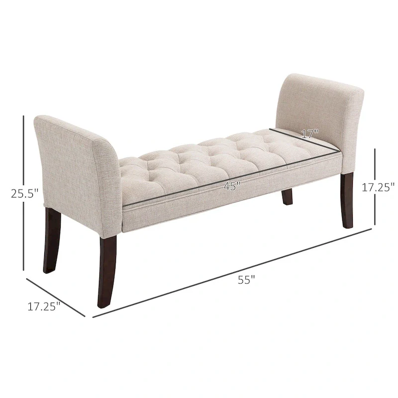 HOMCOM End of Bed Bench with Button Tufted Design, Upholstered Bench