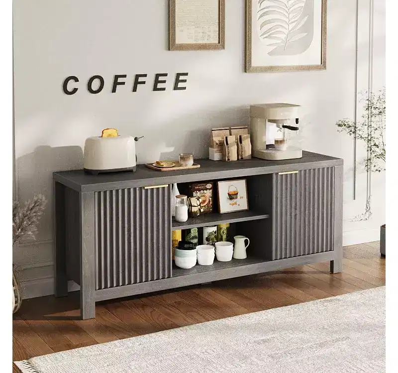 Tv Stand for 65'' Entertainment Center with Cabinets Open Shelves Media Console Table