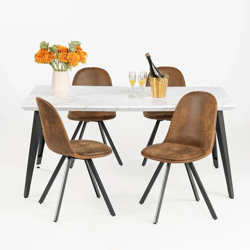 HomyLin 63-inch Dining Table Rectangular for 4-6 with Wooden Top and Metal Legs