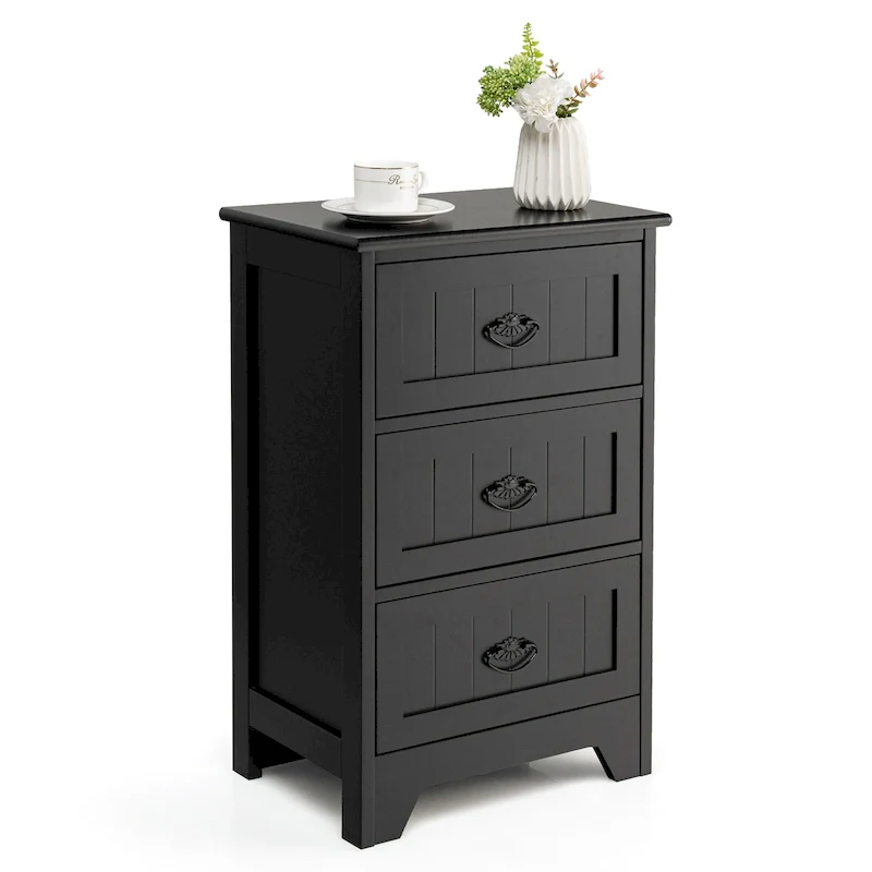 3-Drawer Nightstand Side Table
