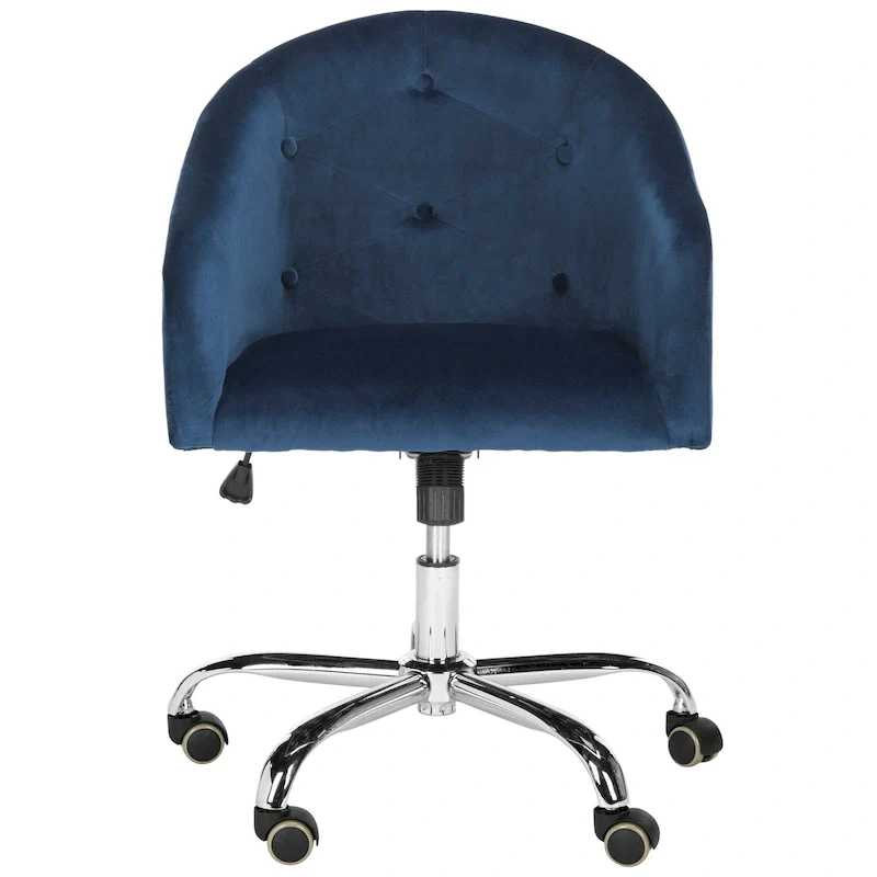 Tufted Swivel Adjustable Office Chair – Navy & Chrome, 1-Person