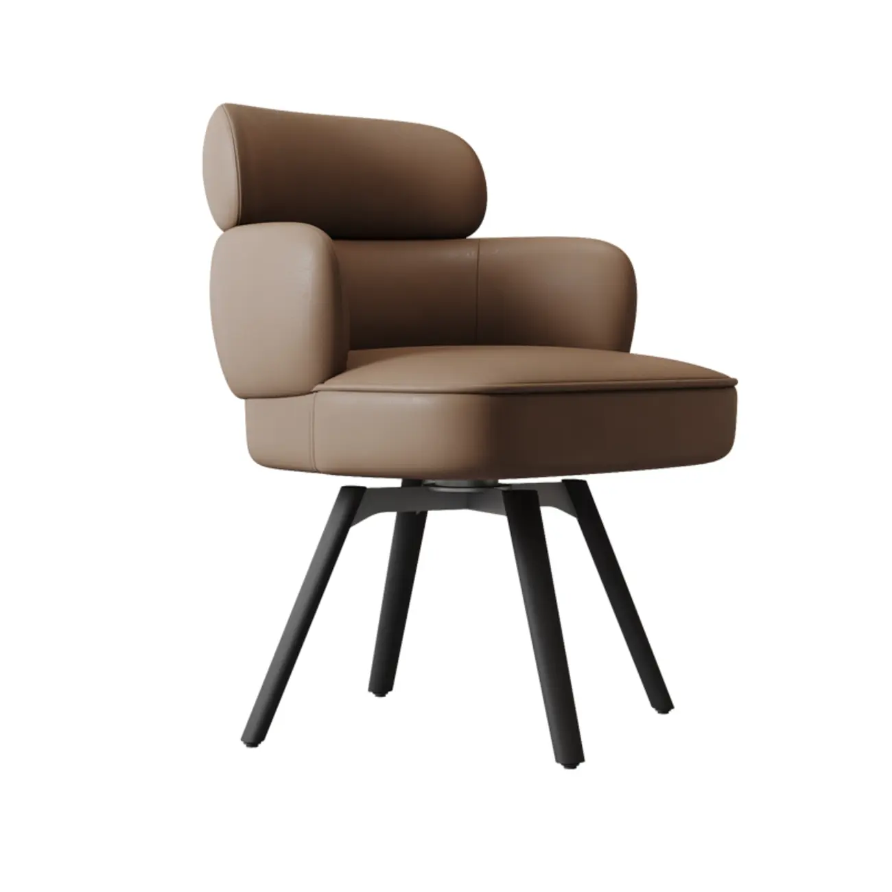 Scandinavian Swivel Brown Curved Back Dining Chairs