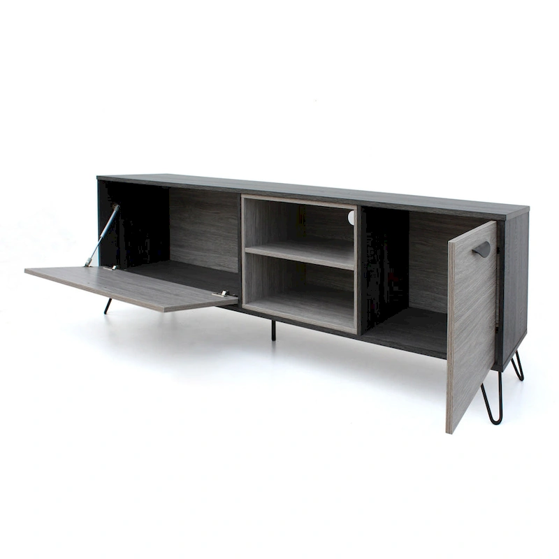 Alfie TV Media Entertainment Console Cabinet, 2 Shelves, Gray 71 Inch