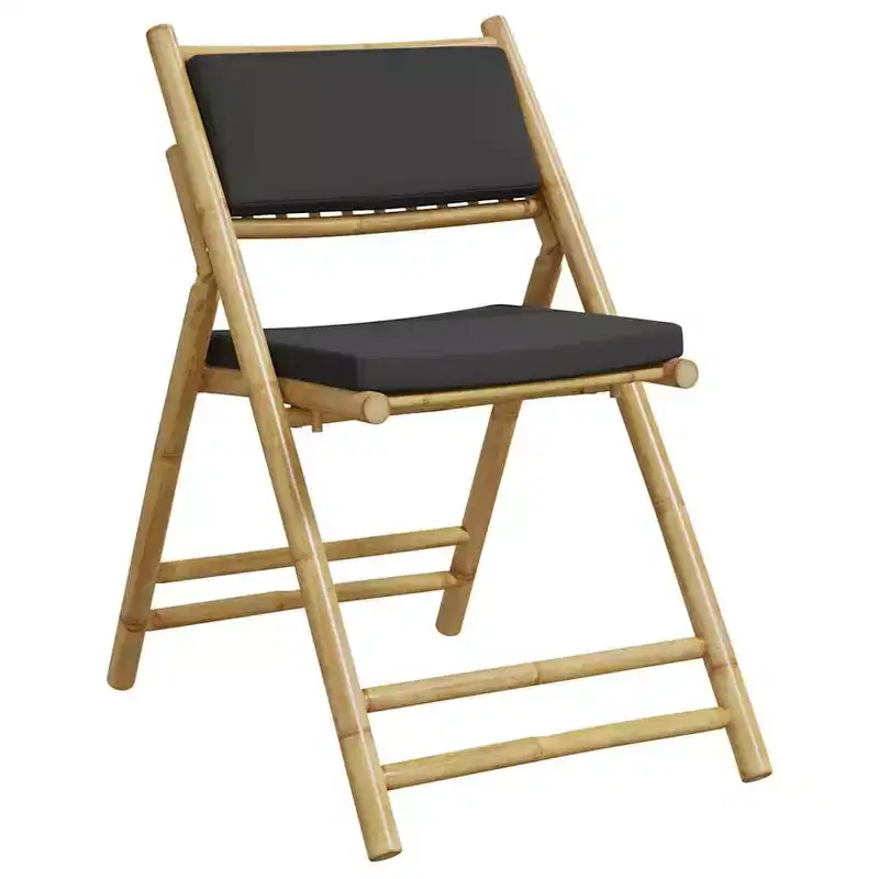 vidaXL Folding Bistro Set with Bamboo and Cushions