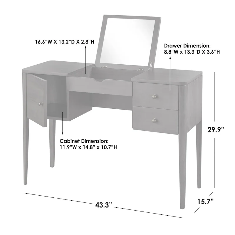 Lifestorey Parc Vanity Desk and Stool Set