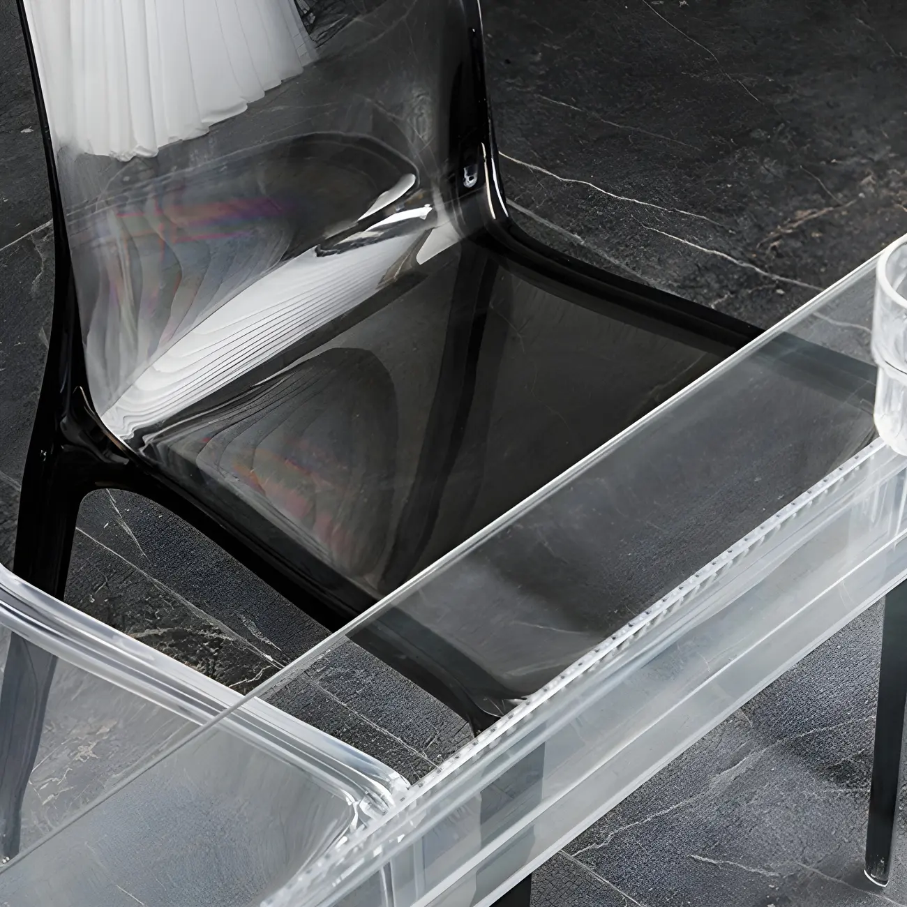 Amber Acrylic Armless Low Back Dining Chair