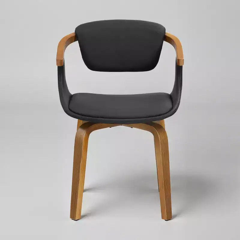 Art Leon Faux Leather Swivel Accent Dining Chair with Wood Arm and Legs