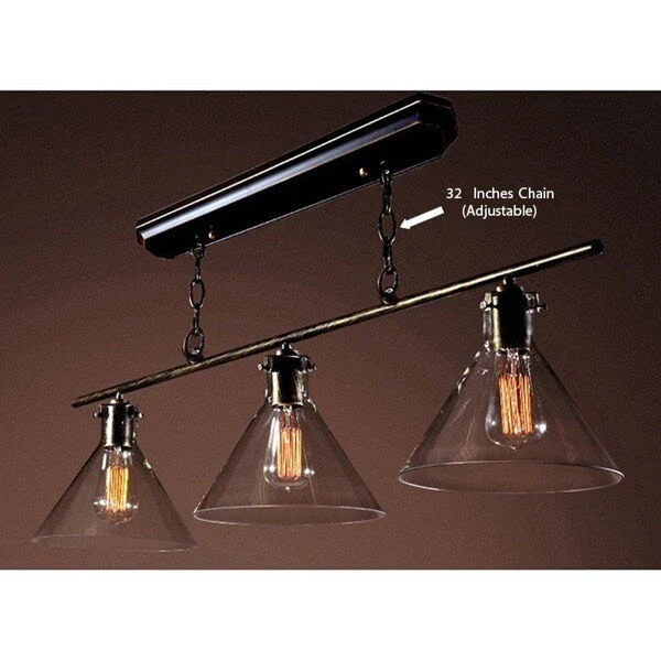 Amerie 3-light Black Island Edison Chandelier