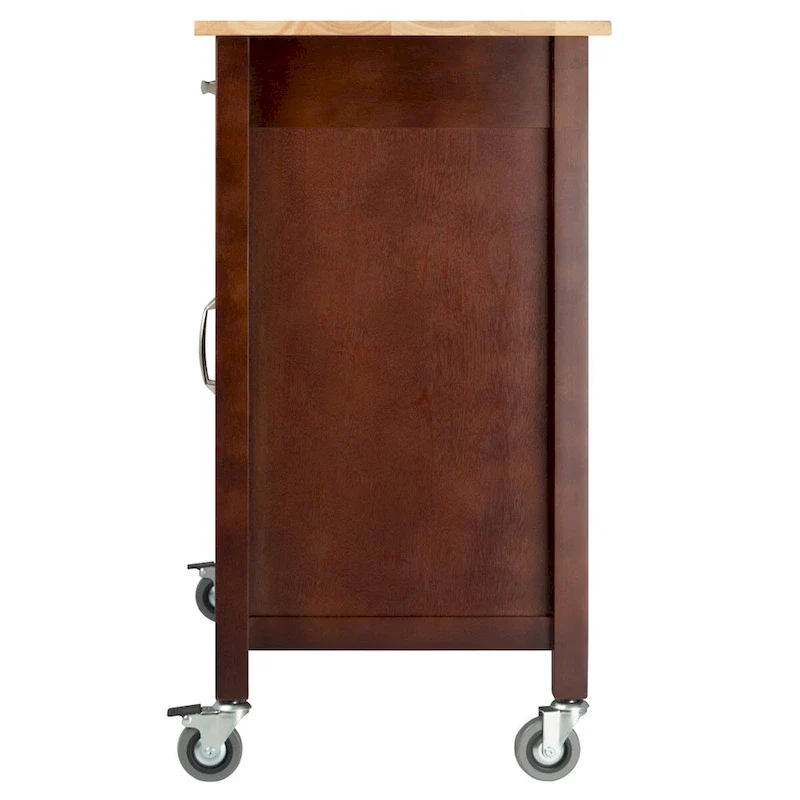 Mabel Utility Kitchen Cart, Walnut and Natural - 42.72 x 18.9 x 35.43 inches