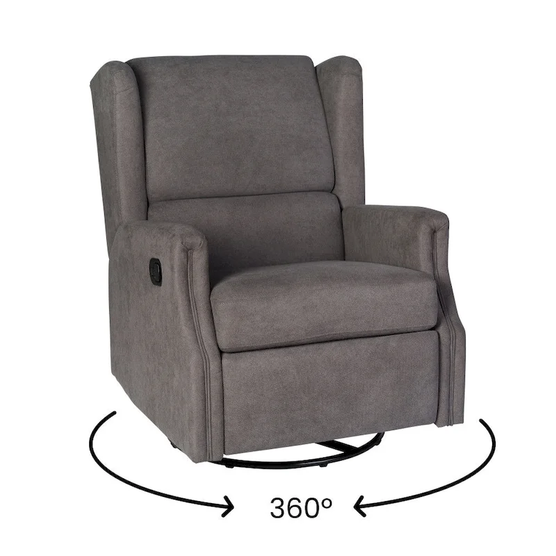 Wingback Manual Rocking Glider Recliner Chair with 360 Swivel