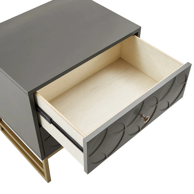 Arched Diamond 2- Drawer Gold Metal End Table