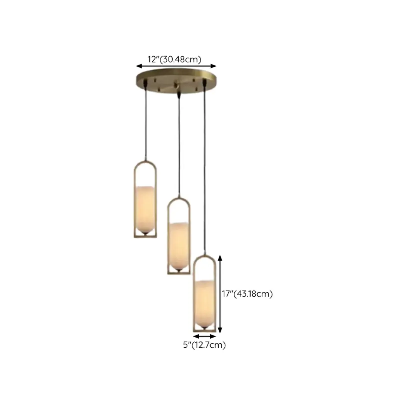 Exquisite Cylinder Gold Alabaster Hanging Pendant Light