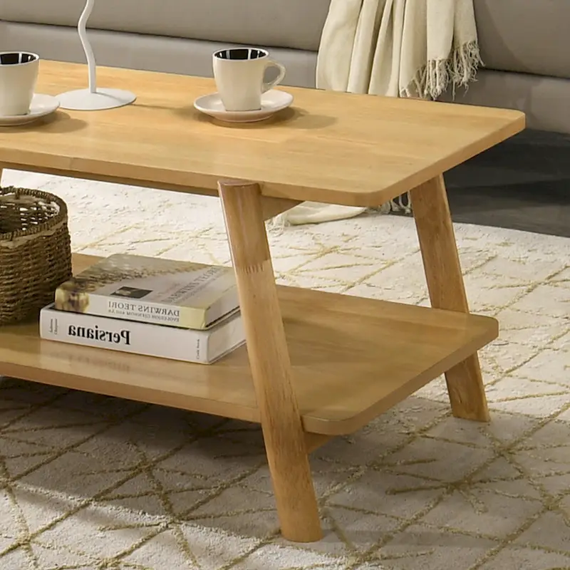 Mid-Century Modern Wood Shelf Coffee Table