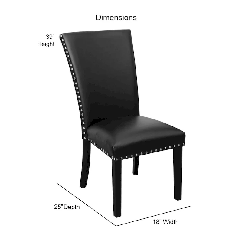 Black Faux Leather Dining Chair with Nailhead Trim
