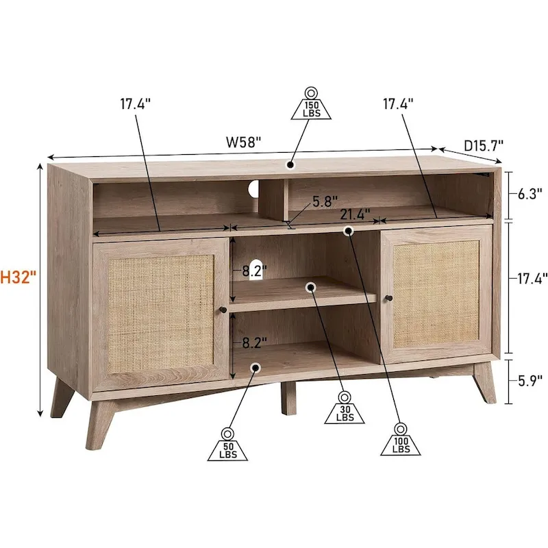 Mid Century Modern TV Stand, Highboy Entertainment Center, TV Console