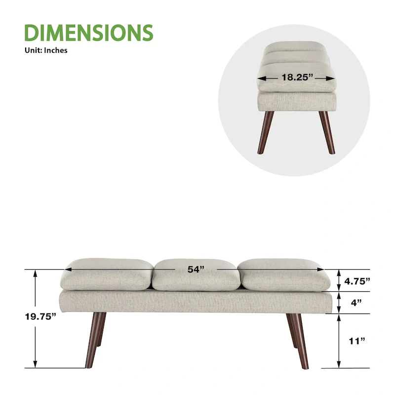 54 Mid-Century Bench