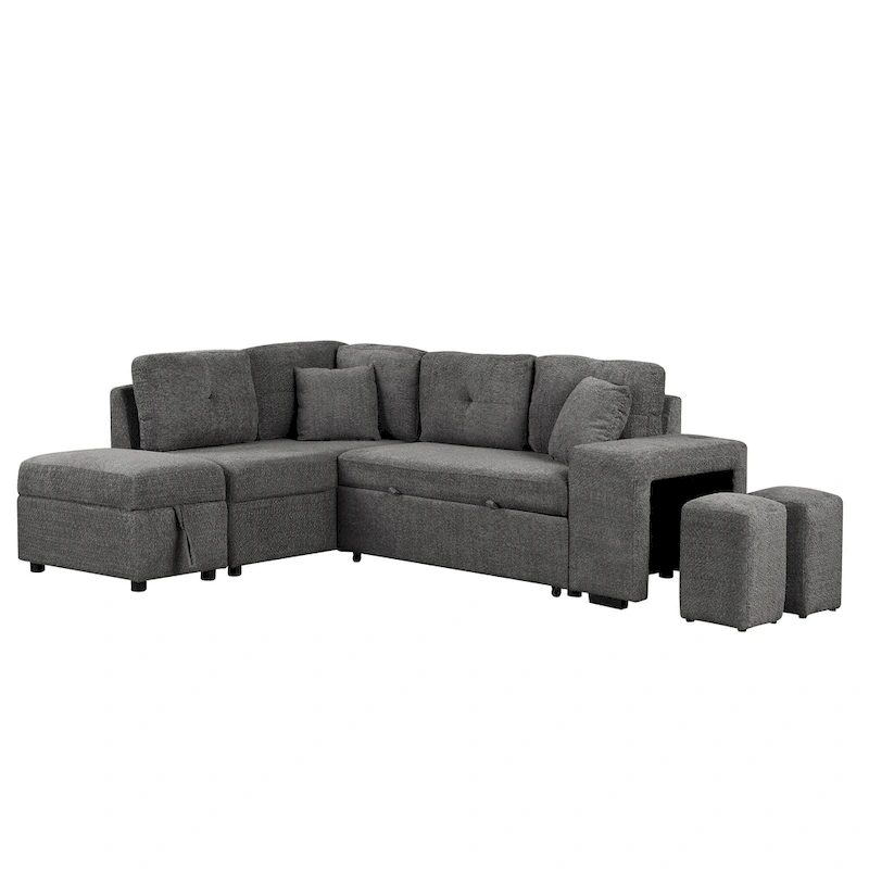 87.7 Convertible Sectional Pull Out Sofa Bed