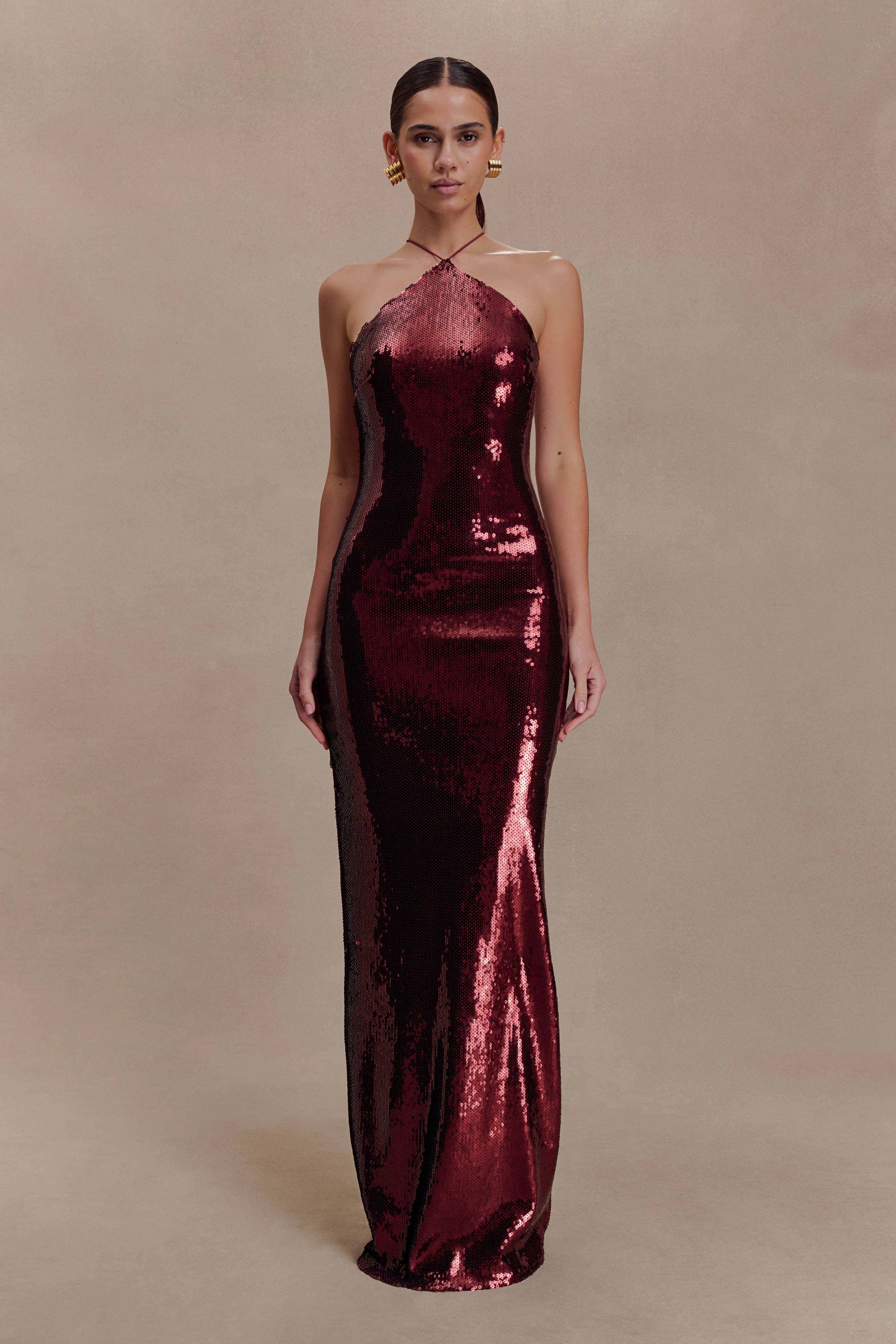 Baldwin Sequin Cut Out Maxi Dress - Mahogany