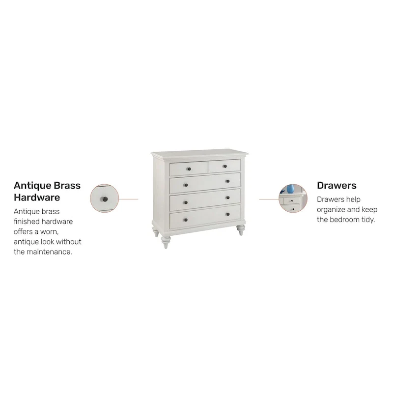 4-Drawer Dresser with Off-White Finish