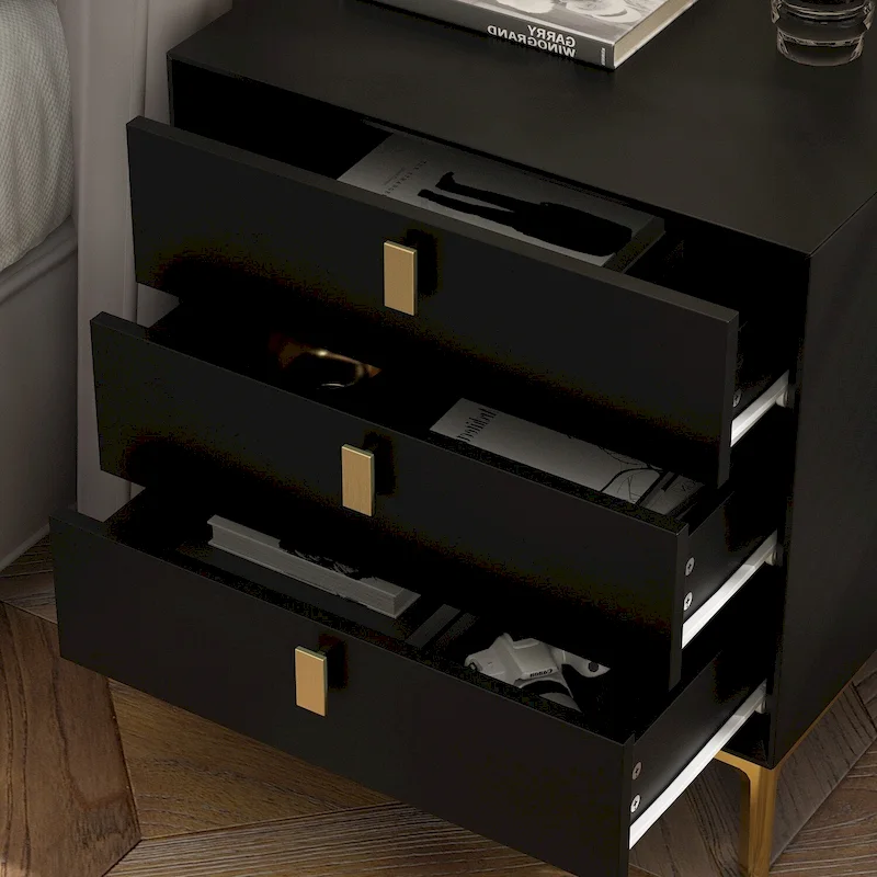 Natural Mid-Century Modern 3-Drawer Nightstand Bedside Table