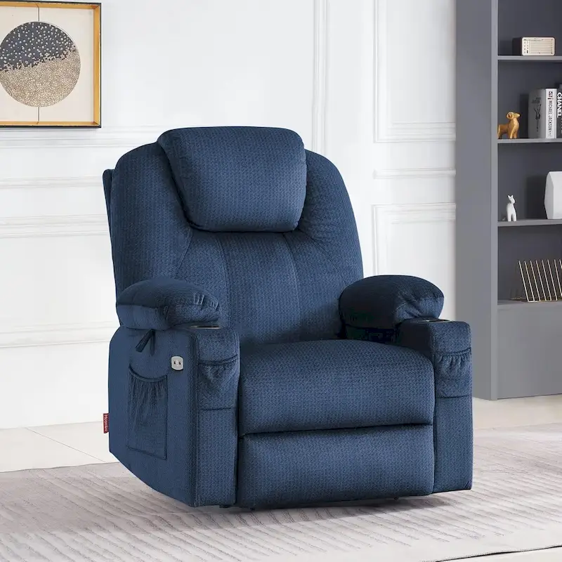 MCombo Large Power Lift Recliner Chair with Massage, Cup Holders, Extended Footrest, Fabric 7516