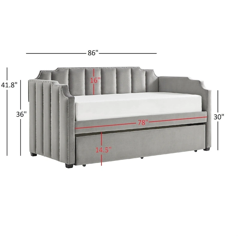 Chareau Glam Grey Velvet Daybed by iNSPIRE Q Modern