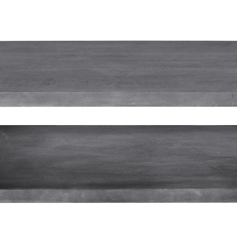 Keli 58 Inch Cube Shaped Wooden Coffee Table with Open Bottom Shelf, Charcoal Gray