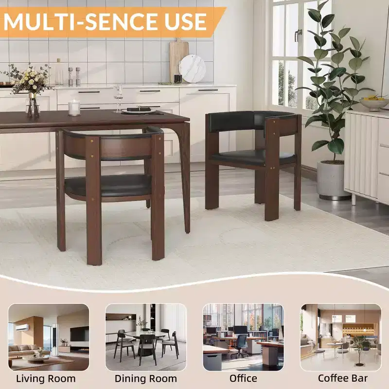 TROPOW Dining Chair Set of 2,Modern Kitchen Chairs with Wood Frame & Curved Backrest for KitchenDining RooLiving Room