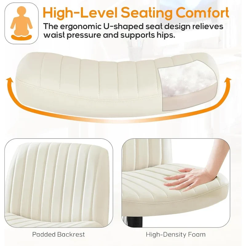 Office Desk Chair - Armless - Swivel with Wheels