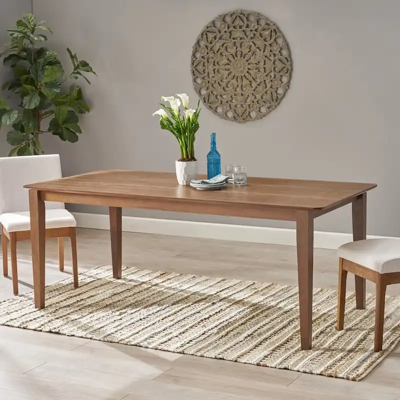 8-Seat Farmhouse Rectangular Dining Table – Walnut / Gray / Black Finish