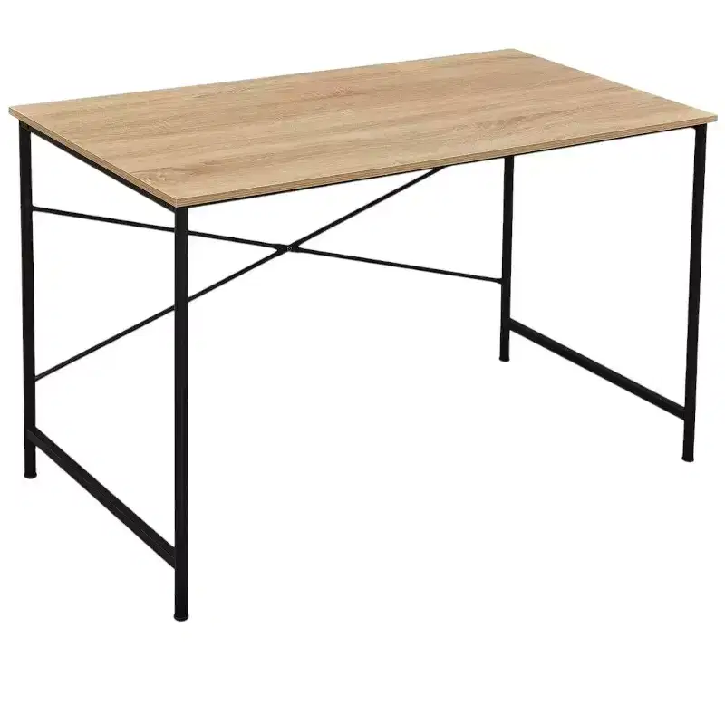 HomeRoots 47 Natural and Black Wood and Metal Computer Desk