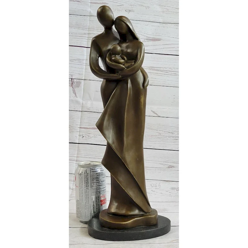 Modern Bronze Sculpture Statue Figure Abstract Couple Baby Loved Family Art Deco
