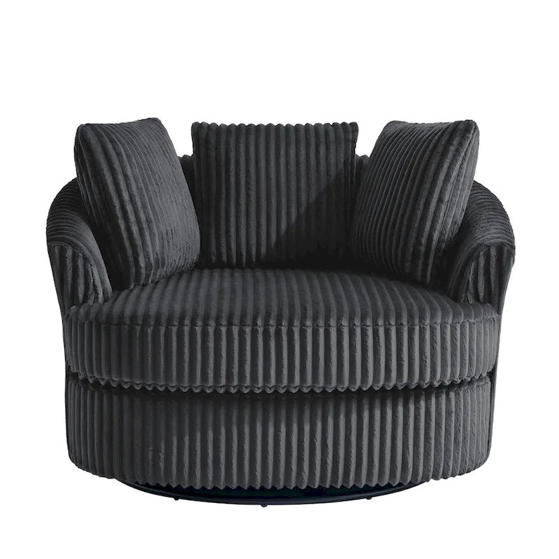DREAMSIDEA Recessed Arm Slipcovered Swivel Barrel Chair