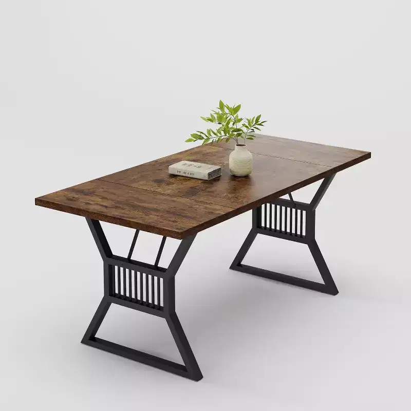 COZONY Industrial Farmhouse Dining Table - Rectangle Kitchen Table for 6-8 People, Dining Room Table