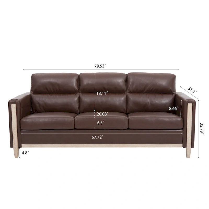 Larb Modern Solid Wood Three-Seater Sofa Couch by Christopher Knight Home