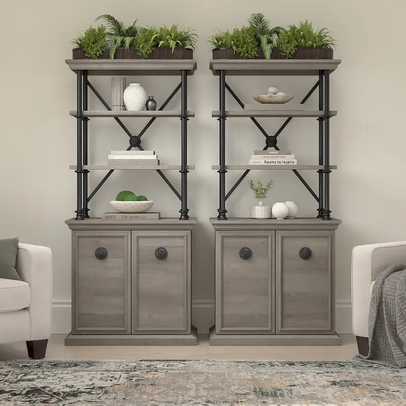 Coliseum Designer Bookcase with Doors (Set of Two) by Bush Furniture