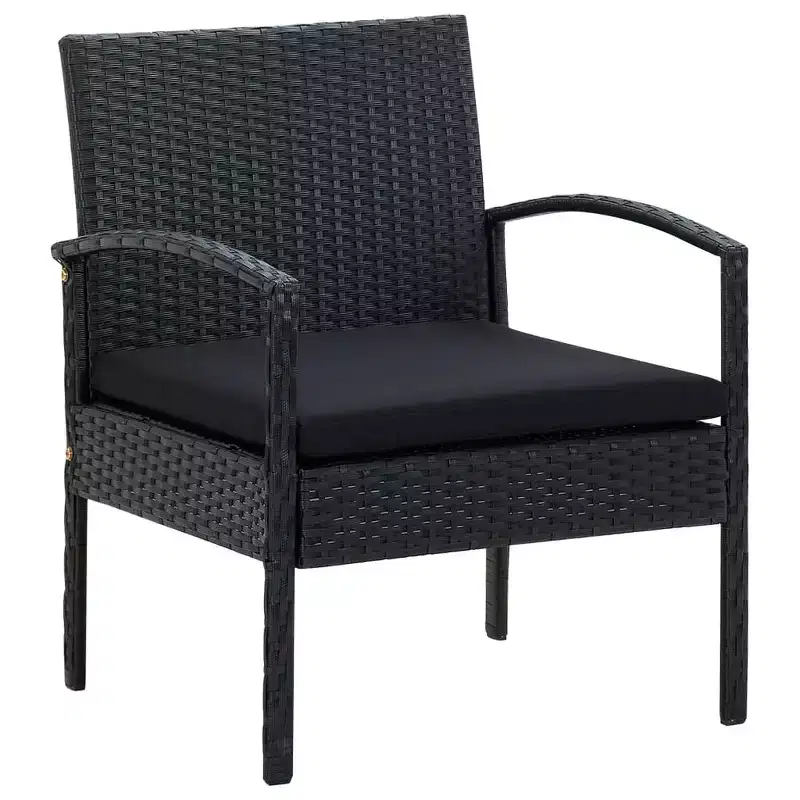 vidaXL Patio Chair Patio Dining Chair for Deck Garden with Cushion Poly Rattan